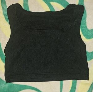 Black Ribbed Crop Top